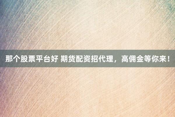 那个股票平台好 期货配资招代理，高佣金等你来！