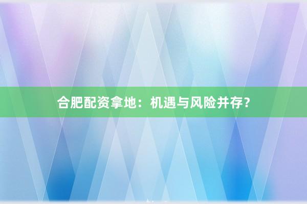 合肥配资拿地：机遇与风险并存？