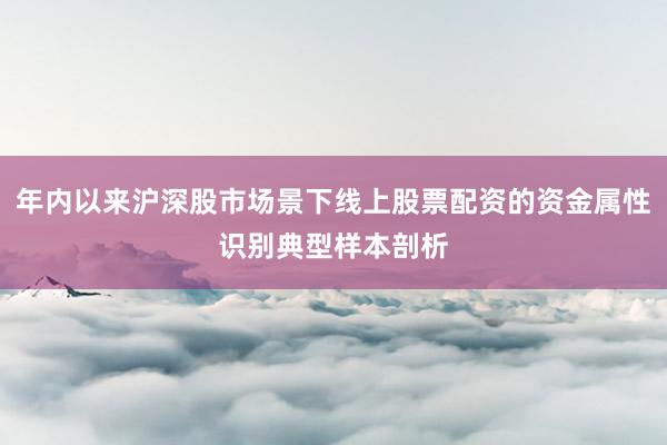 年内以来沪深股市场景下线上股票配资的资金属性识别典型样本剖析