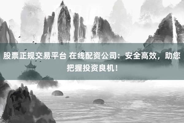 股票正规交易平台 在线配资公司：安全高效，助您把握投资良机！